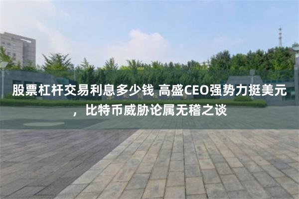 股票杠杆交易利息多少钱 高盛CEO强势力挺美元，比特币威胁论属无稽之谈